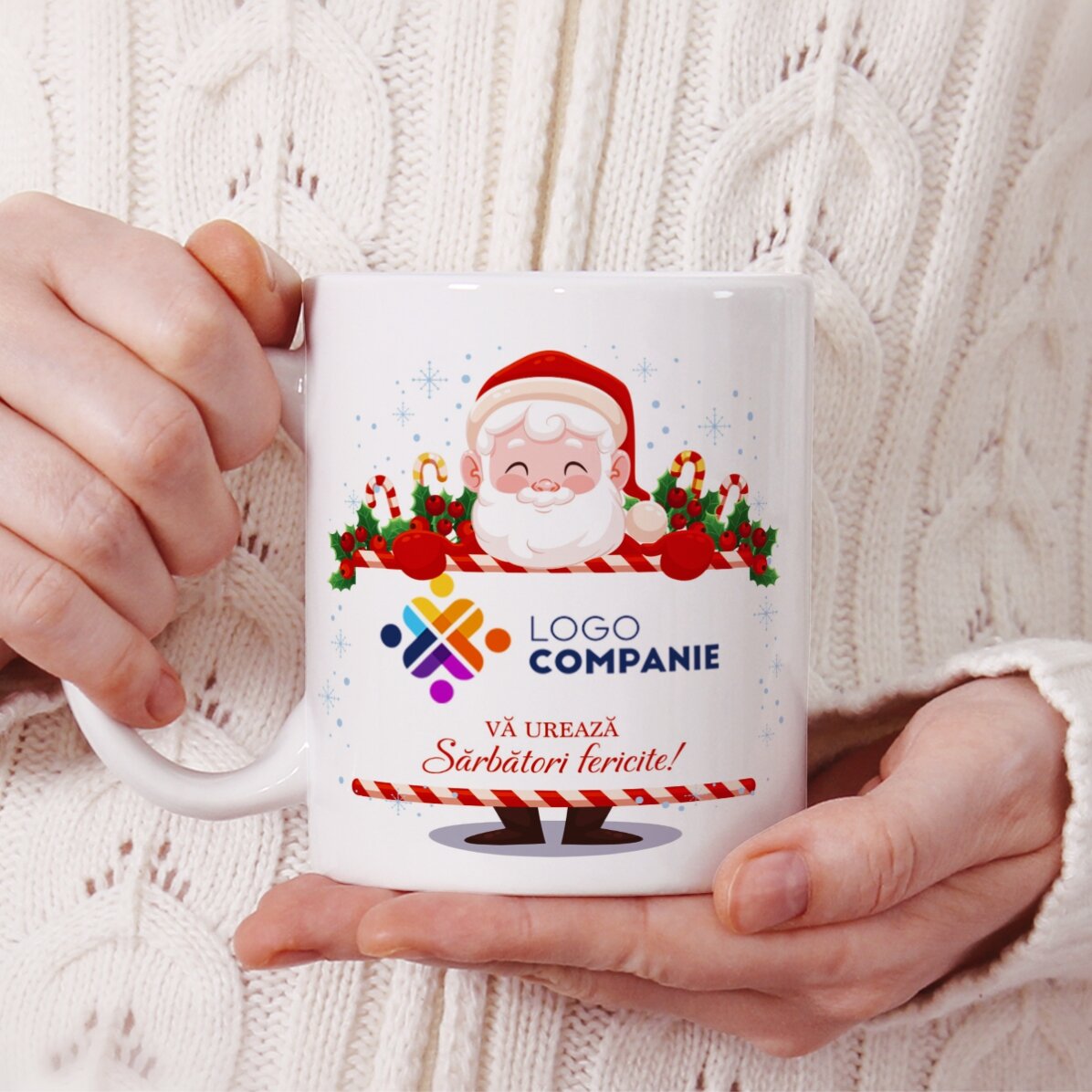 Personalisierte Tasse mit Logo und Botschaft – Weihnachtsmann