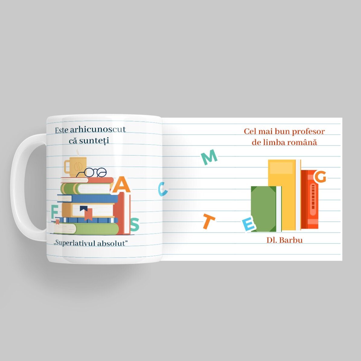 Personalisierte Tasse mit Botschaft – Rumänischlehrer