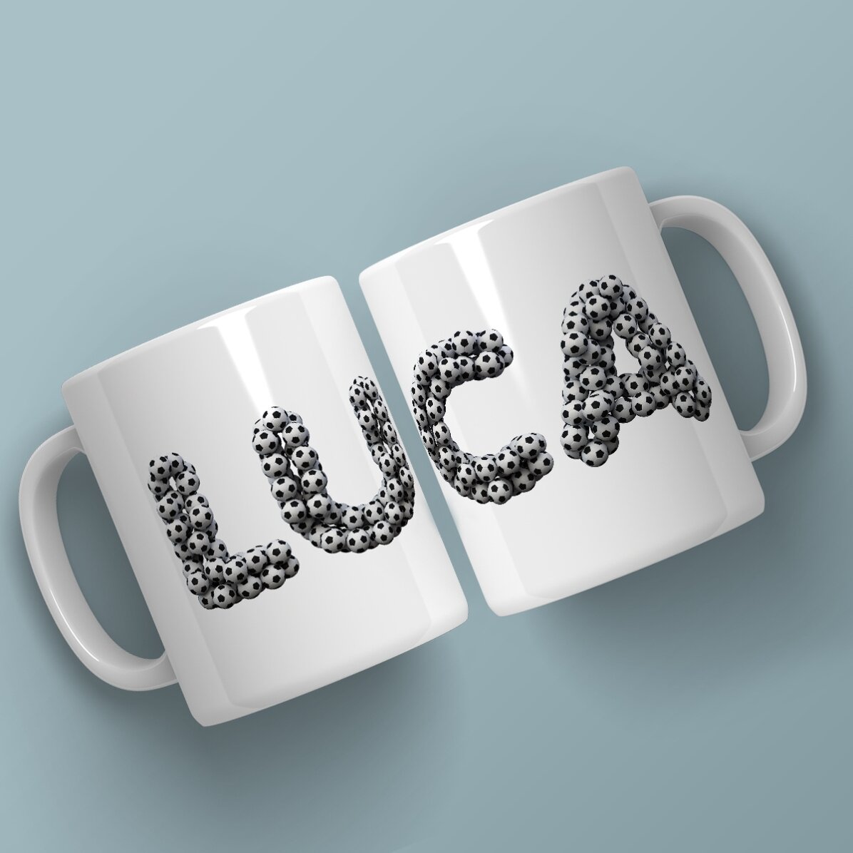 Personalisierte Tasse mit Namen – Fußball