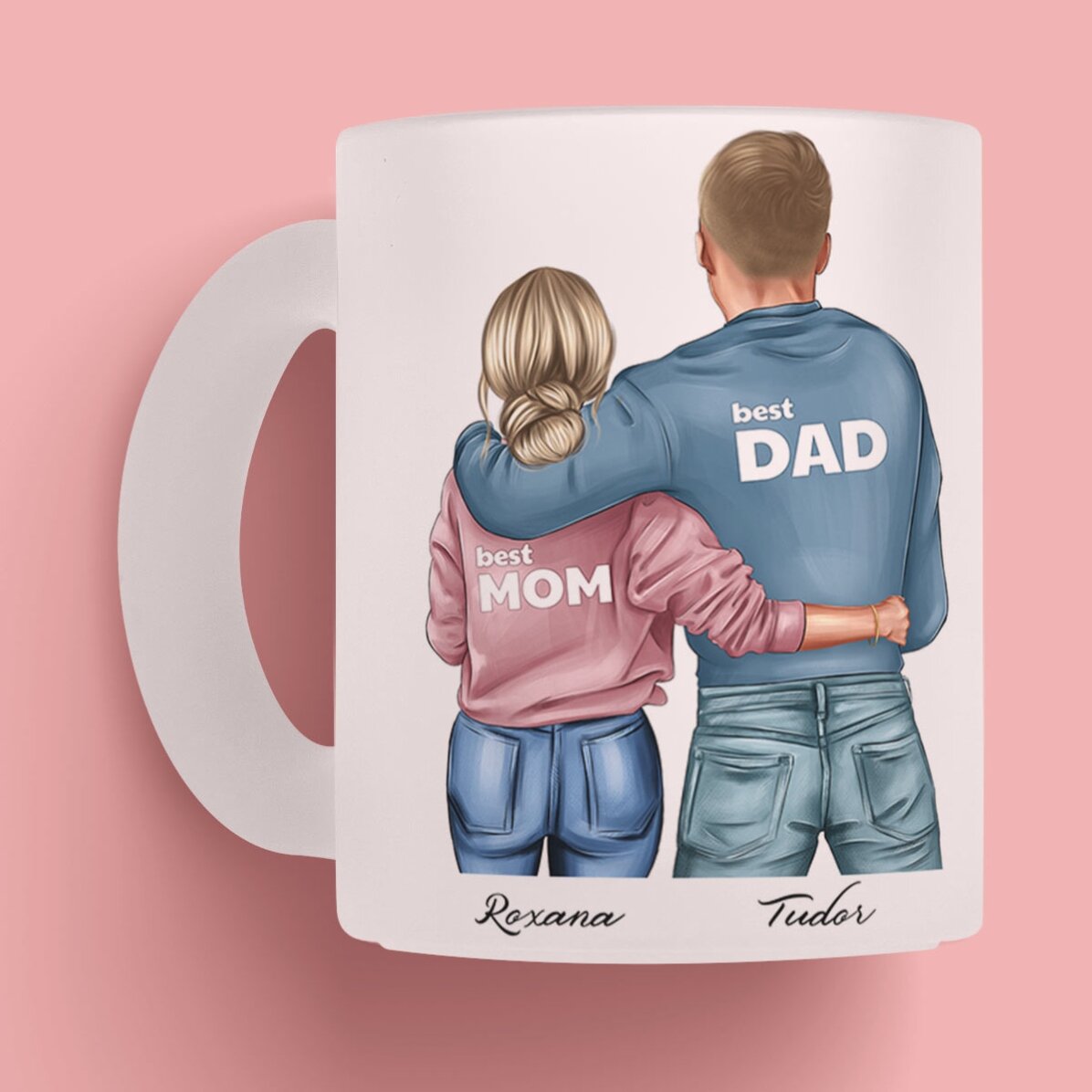 Personalisierte Tasse mit Namen – Mom & Dad