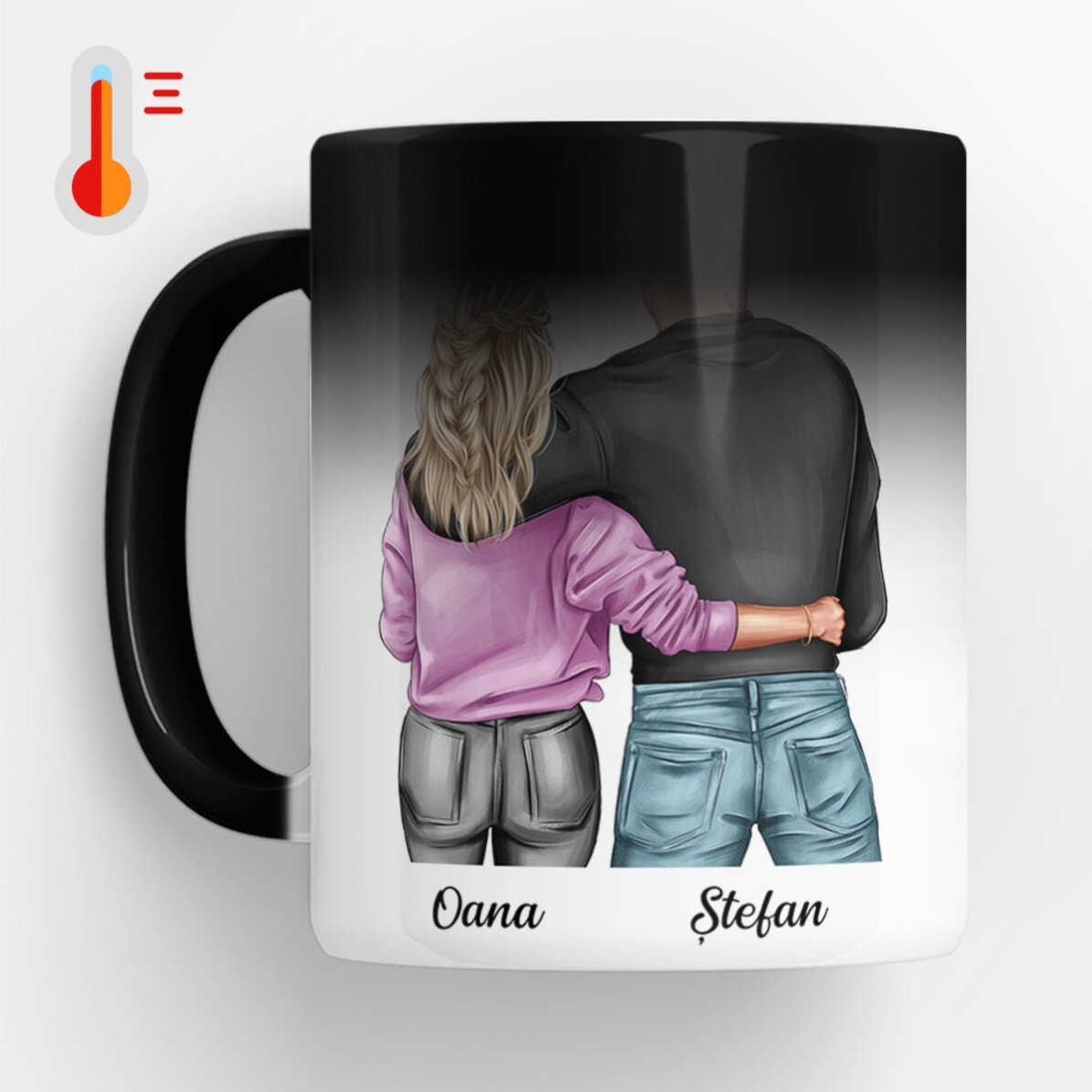 Personalisierte Tasse mit Namen und Botschaft – Für Paare