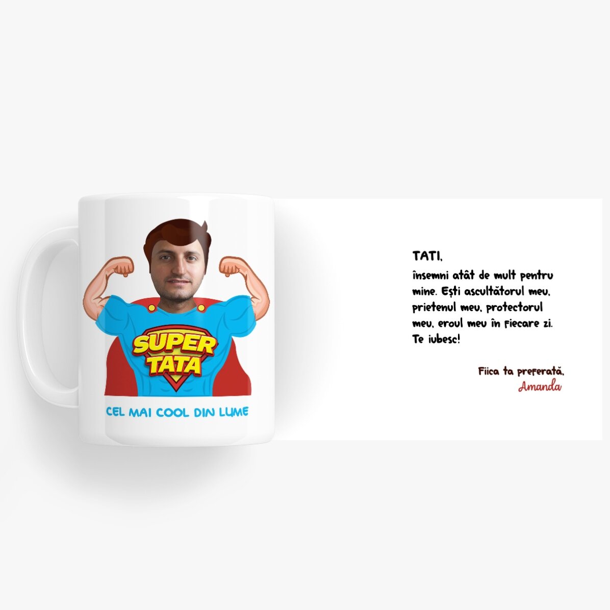 Personalisierte Tasse mit Foto und Botschaft – Papa, mein Held