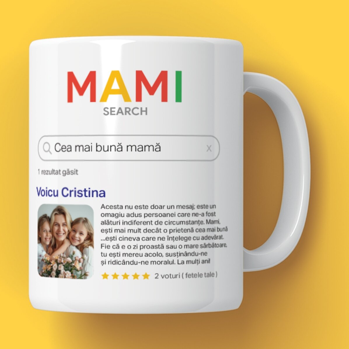Personalisierte Tasse mit Foto und Text – Suche
