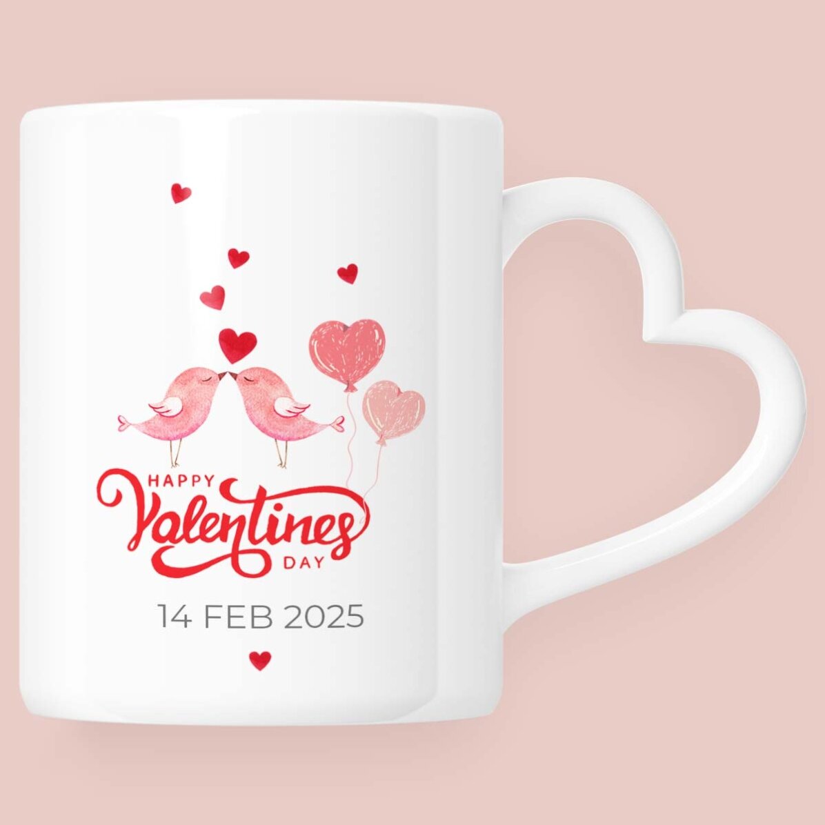 Personalisierter Becher mit Foto und Text – Forever – Modell mit herzförmigem Henkel