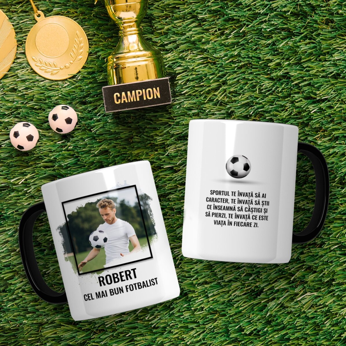 Personalisierte Tasse mit Foto und Text – FUSSBALL