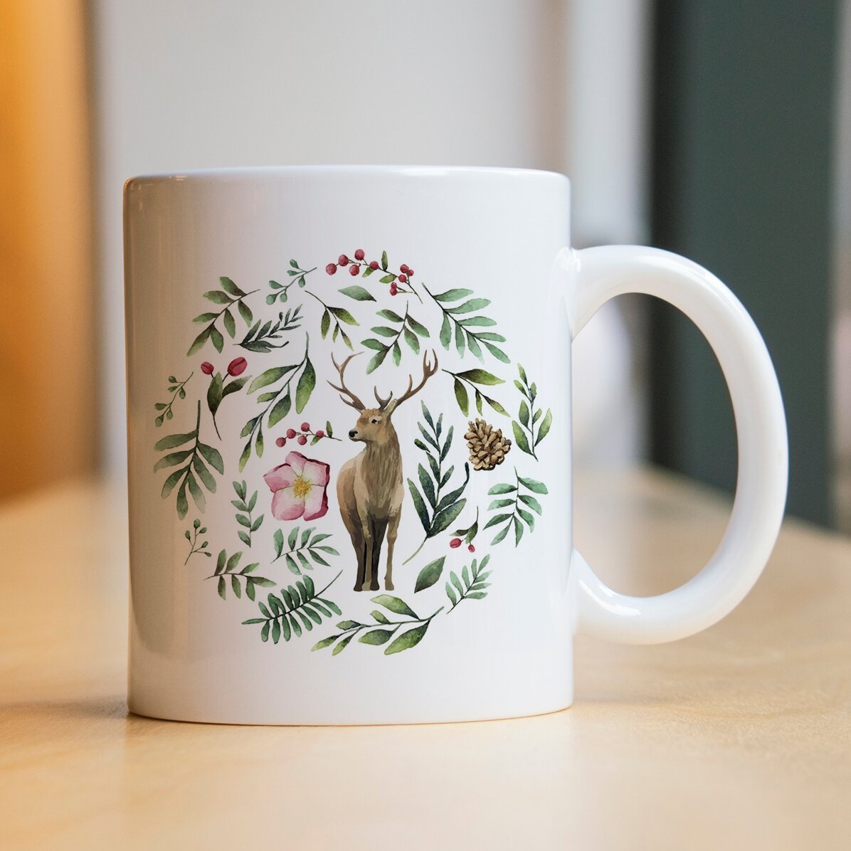 Personalisierte Tasse mit Rentiermotiv für ihn – Weihnachtsmotiv