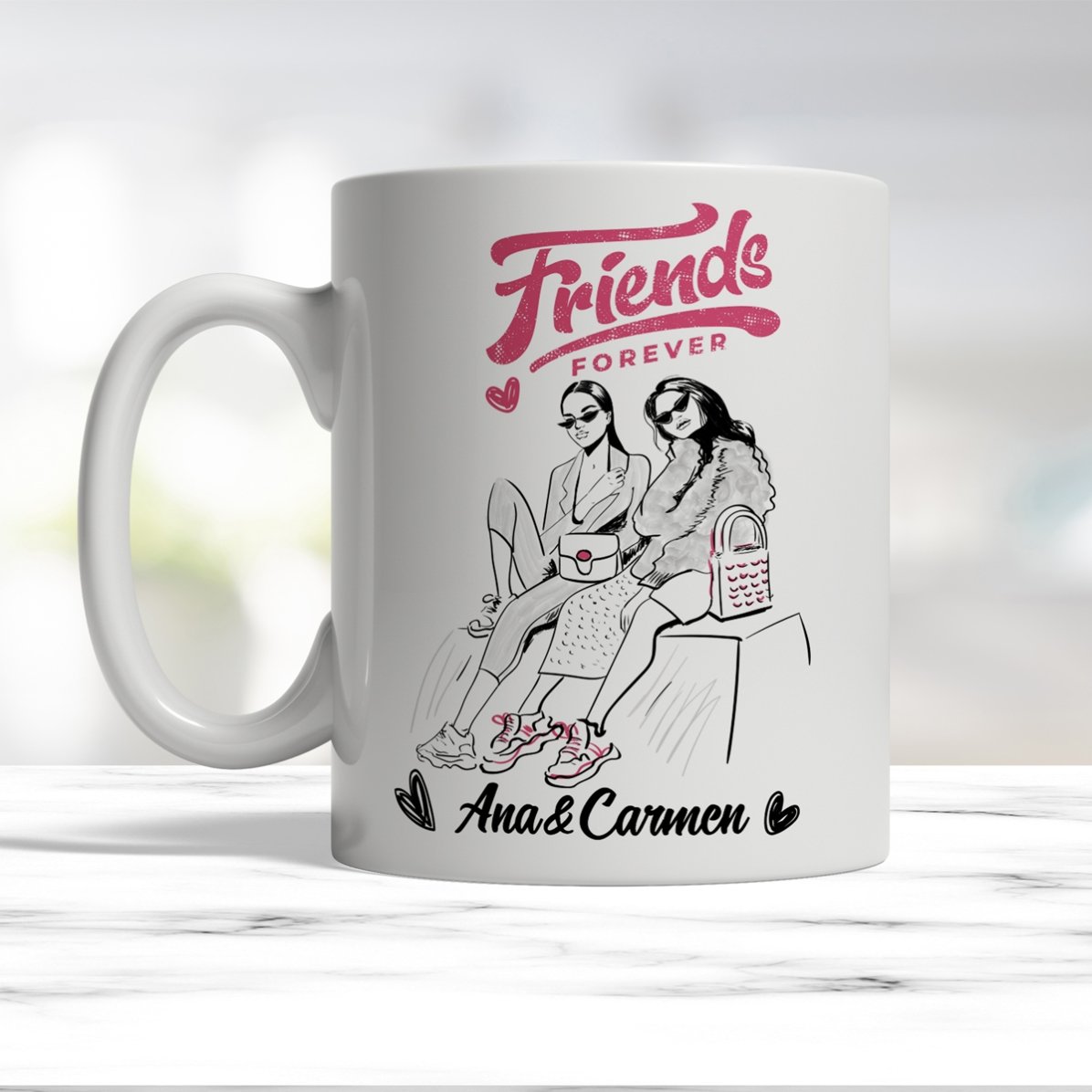 Personalisierte Tasse mit Schriftzug – Best friends
