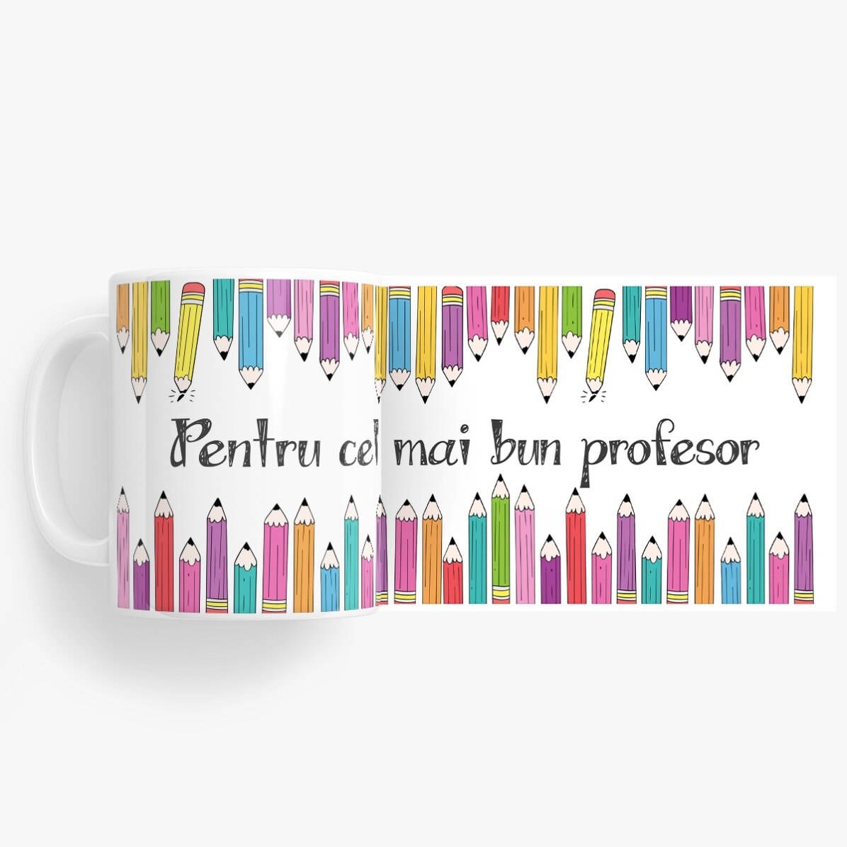 Personalisierte Tasse mit Text – Buntstifte