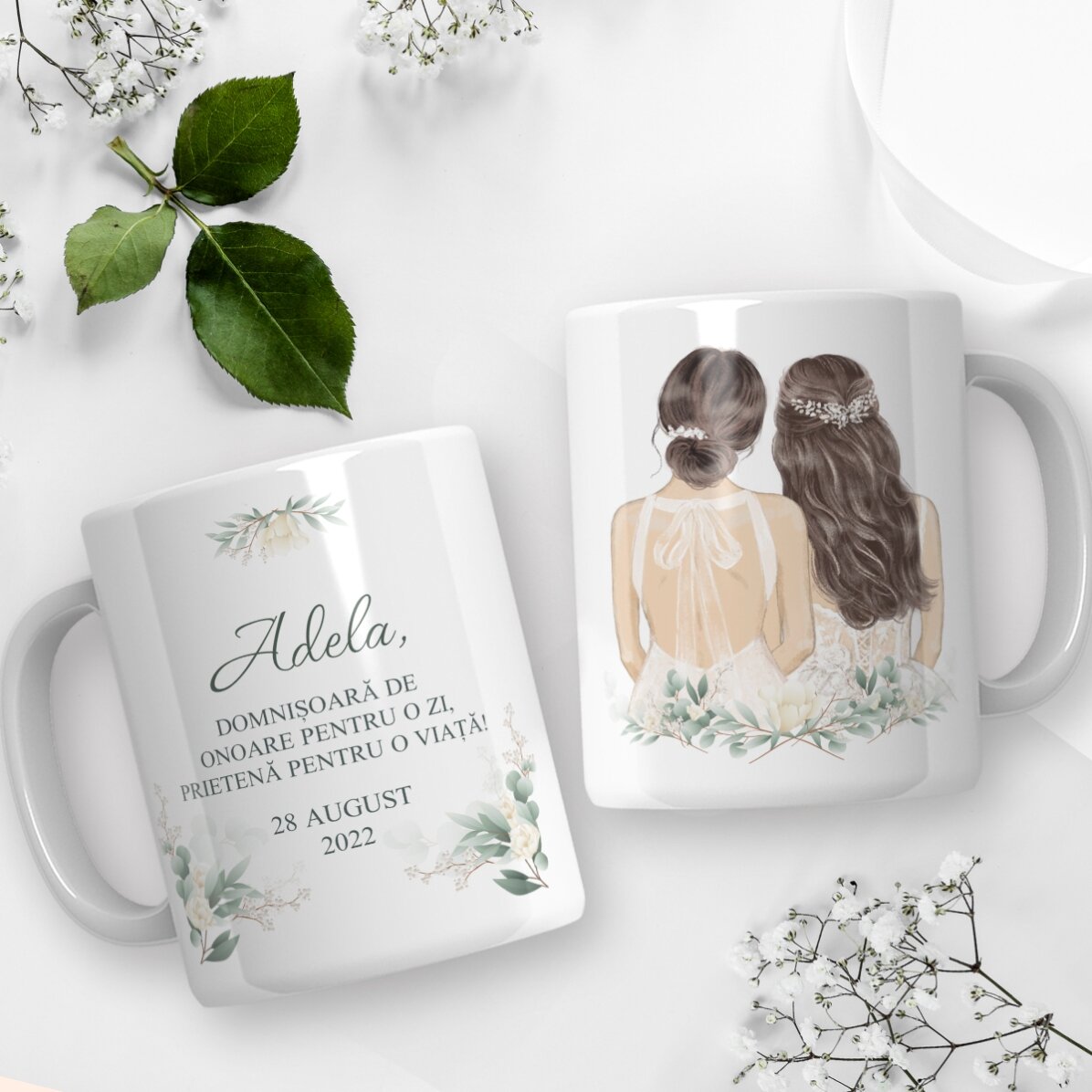 Personalisierte Tasse mit Text – Brautjungfer