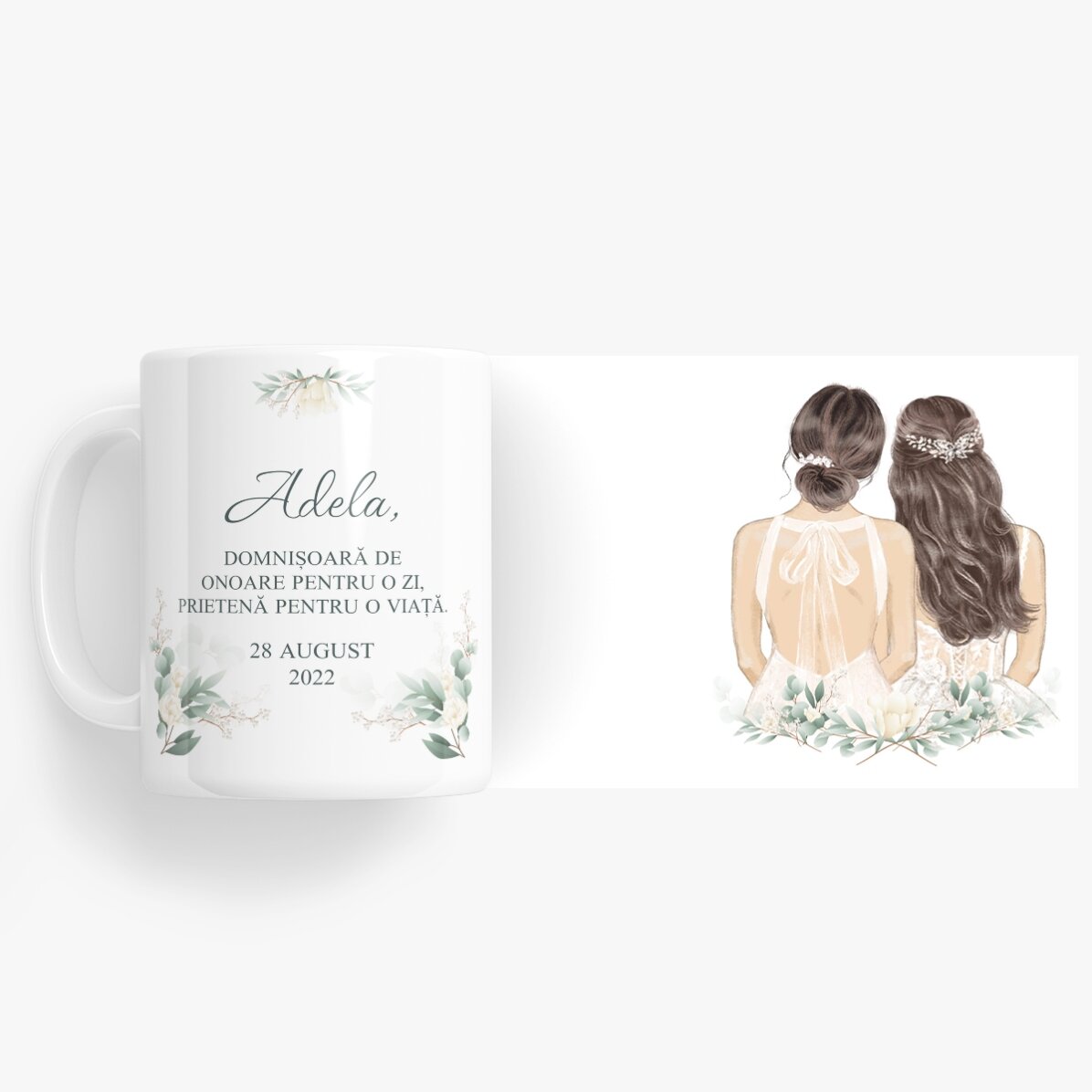 Personalisierte Tasse mit Text – Brautjungfer