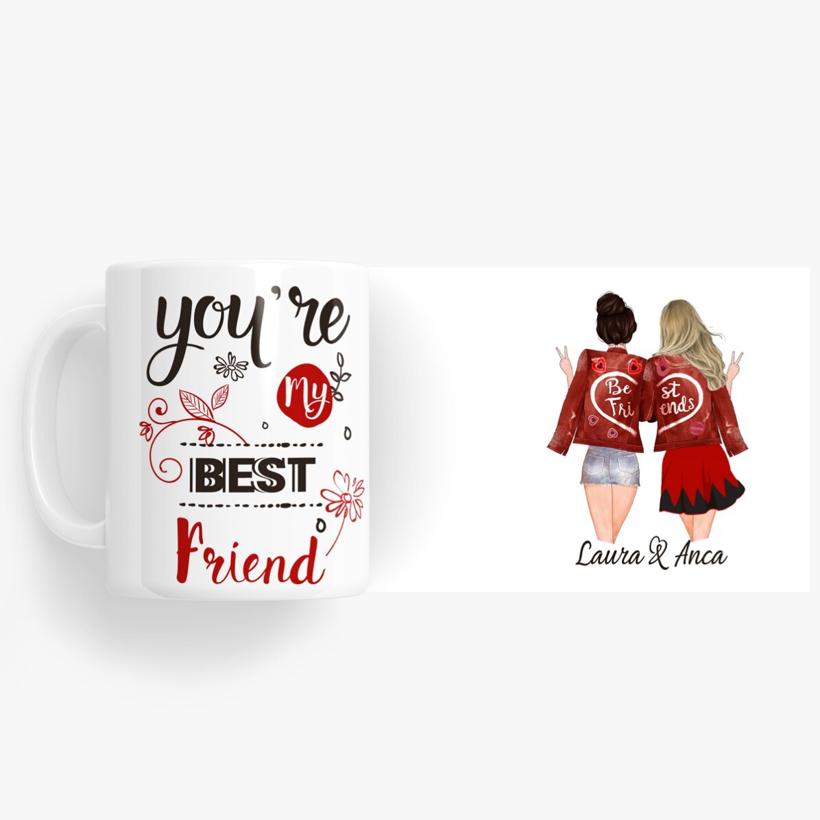 Personalisierte Tasse mit Schriftzug – Friends forever
