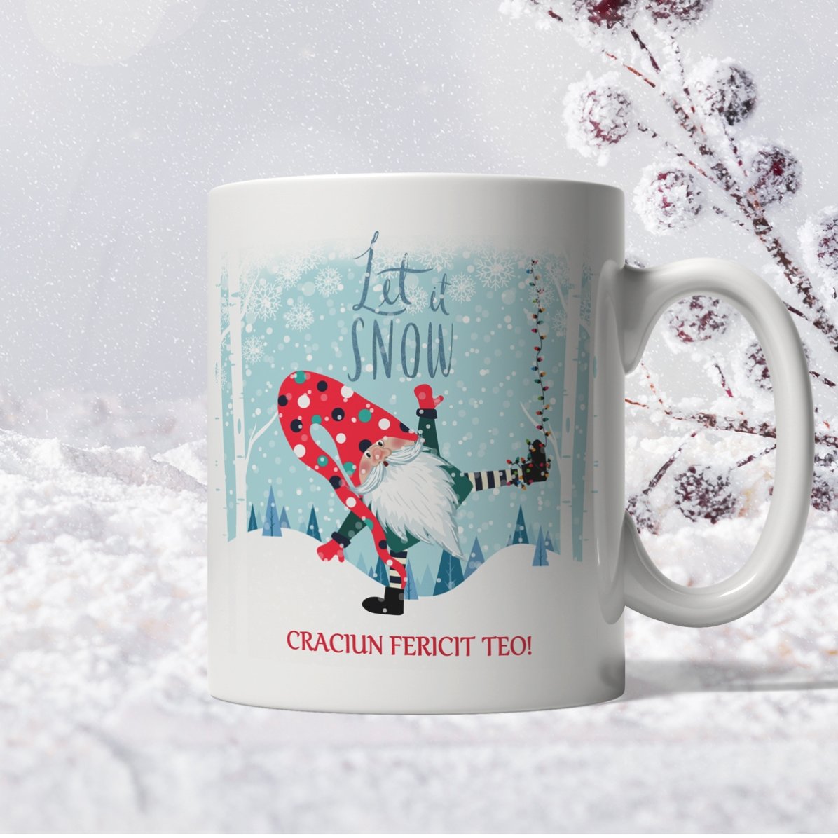 Personalisierte Tasse mit Aufdruck – Let it snow