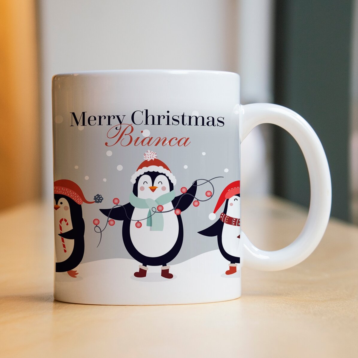 Personalisierte Tasse mit Text – Pinguine