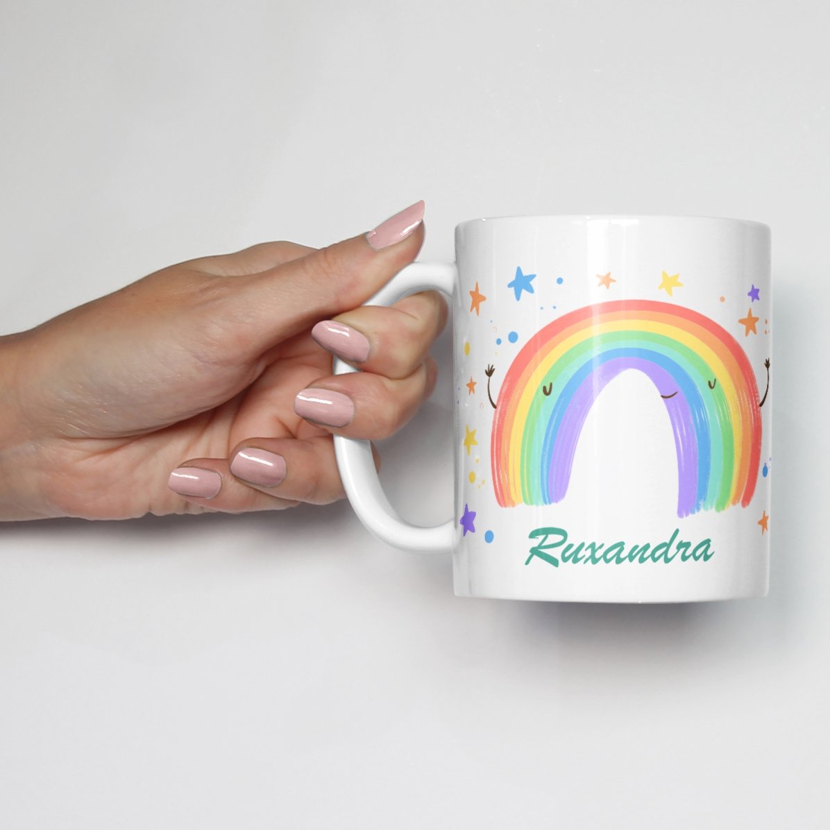 Personalisierte Tasse mit Text – Rainbow