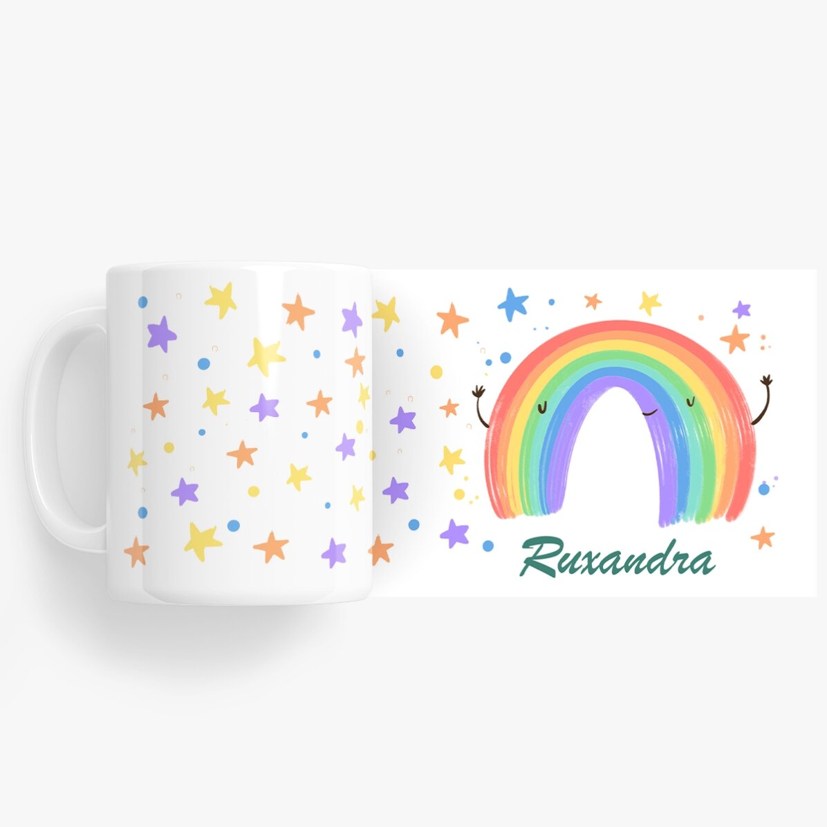 Personalisierte Tasse mit Text – Rainbow