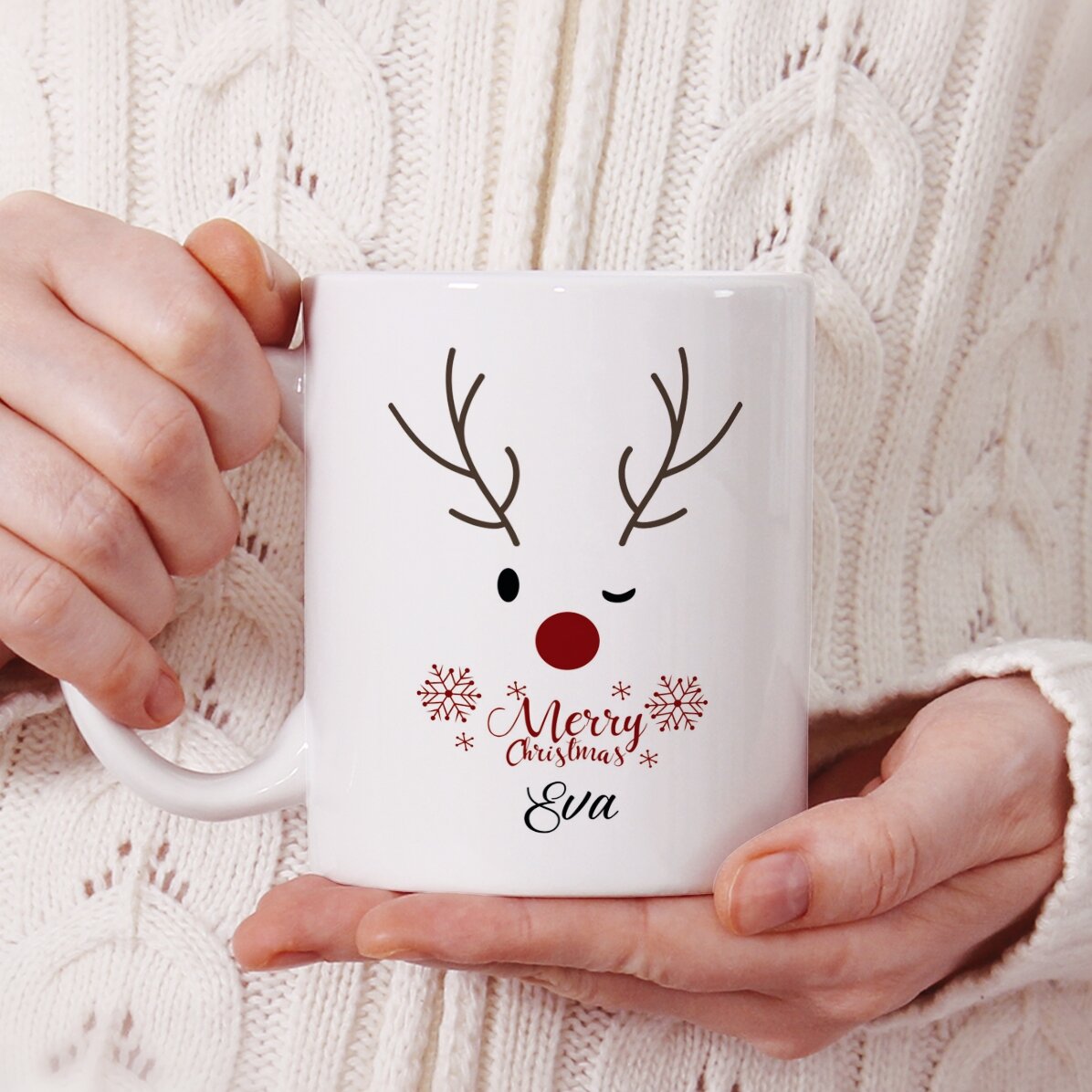 Personalisierte Tasse mit Text – Rentier