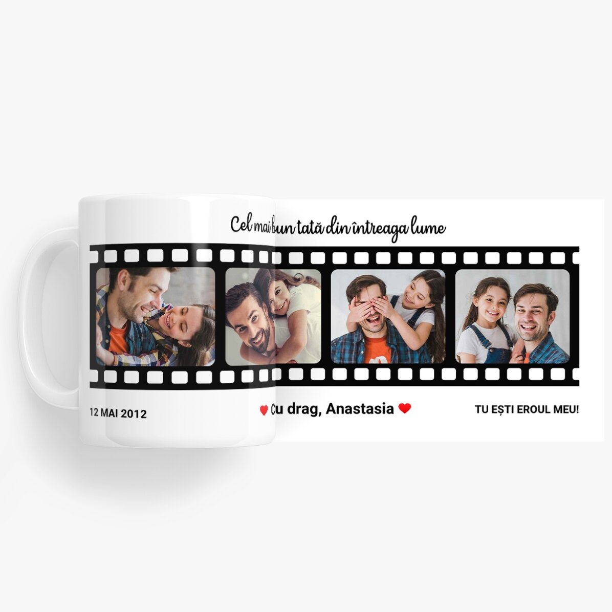 Personalisierte Tasse mit Text und 4 Fotos – Die schönsten Erinnerungen