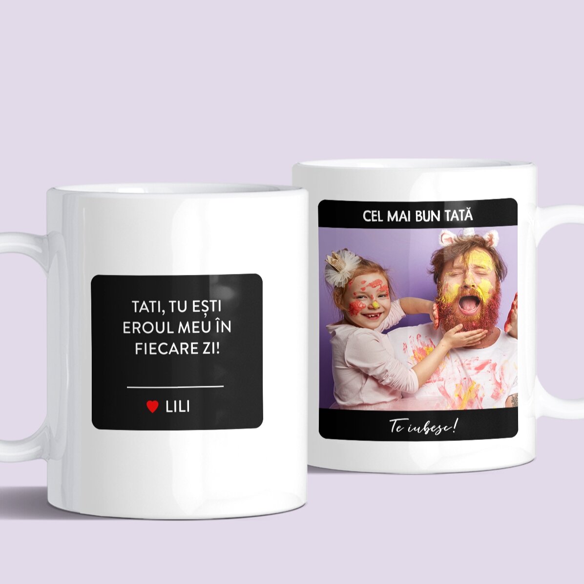 Personalisierte Tasse mit Text und Foto – Mein Held