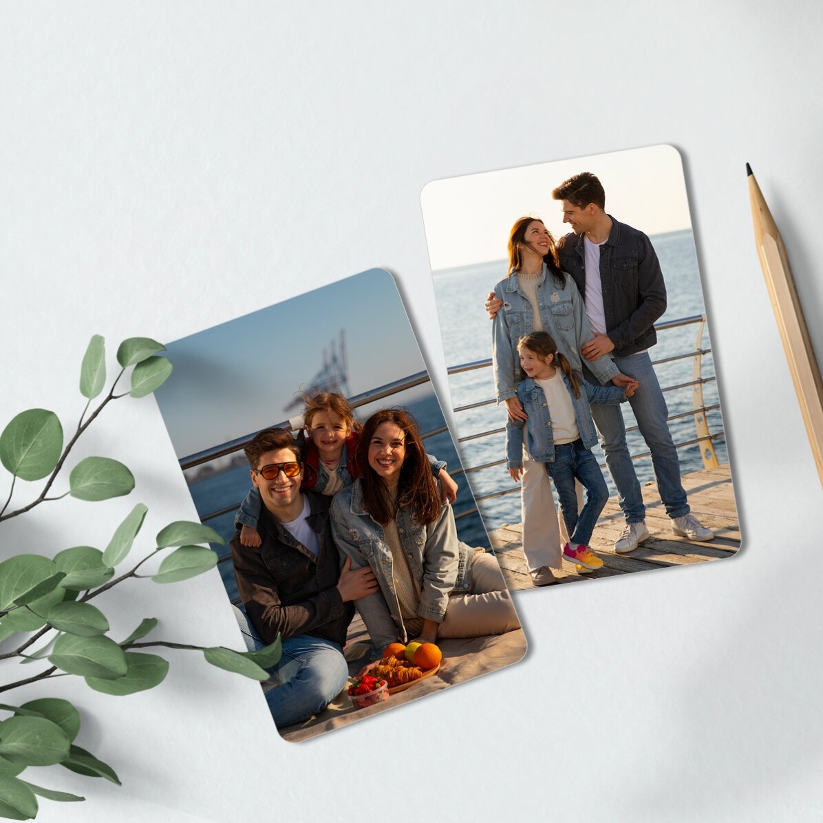 Individuell gestaltete Aluminiumkarte, beidseitig bedruckt mit Porträtfotos
