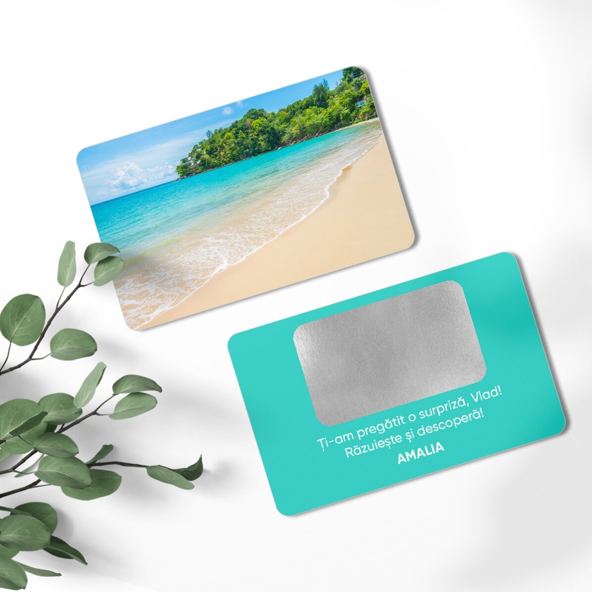 Individuell gestaltete, beidseitig bedruckbare Aluminium-Kratzkarte mit Botschaft und Bild