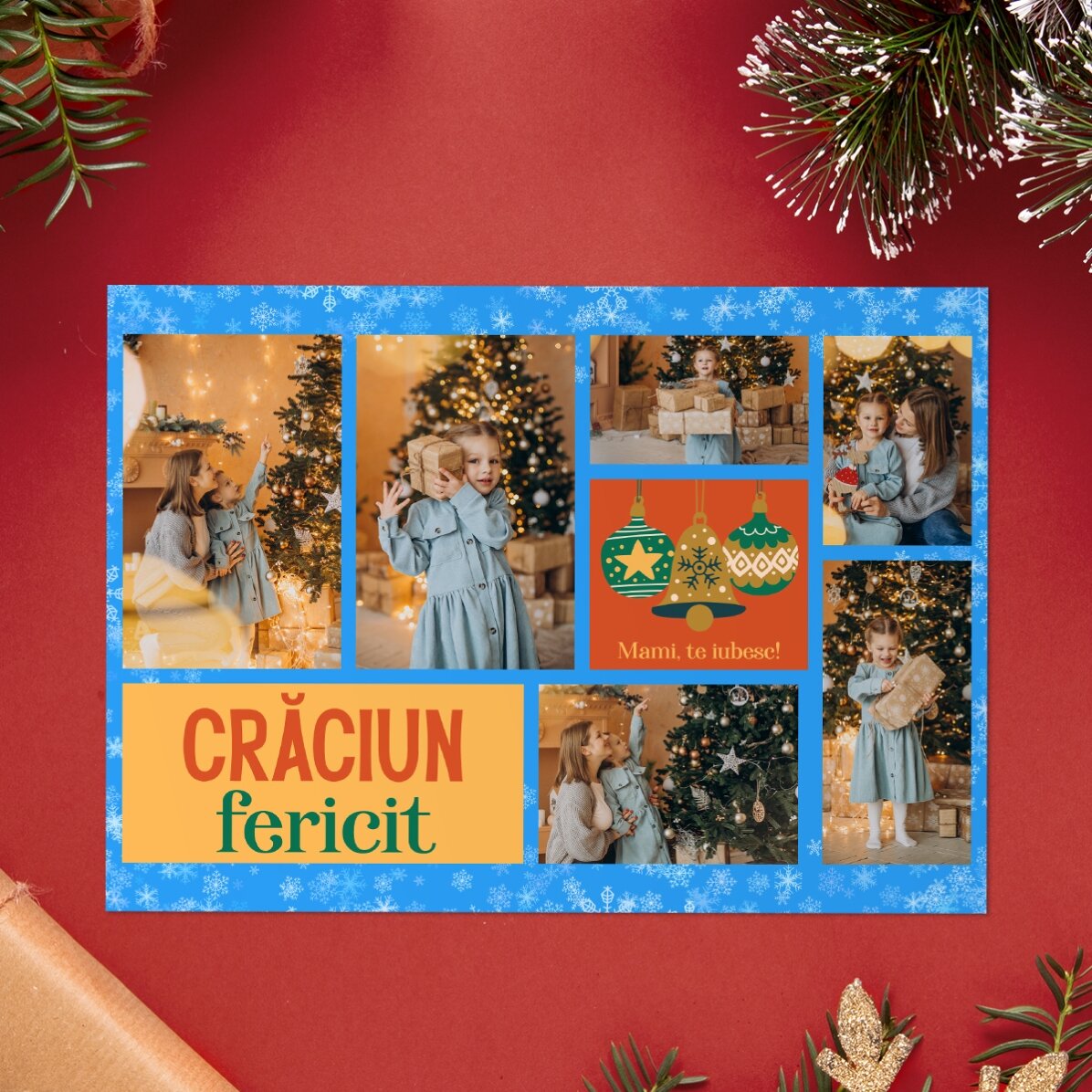 Individuell gestaltete Karte mit 6 Fotos und Text – Holly Jolly