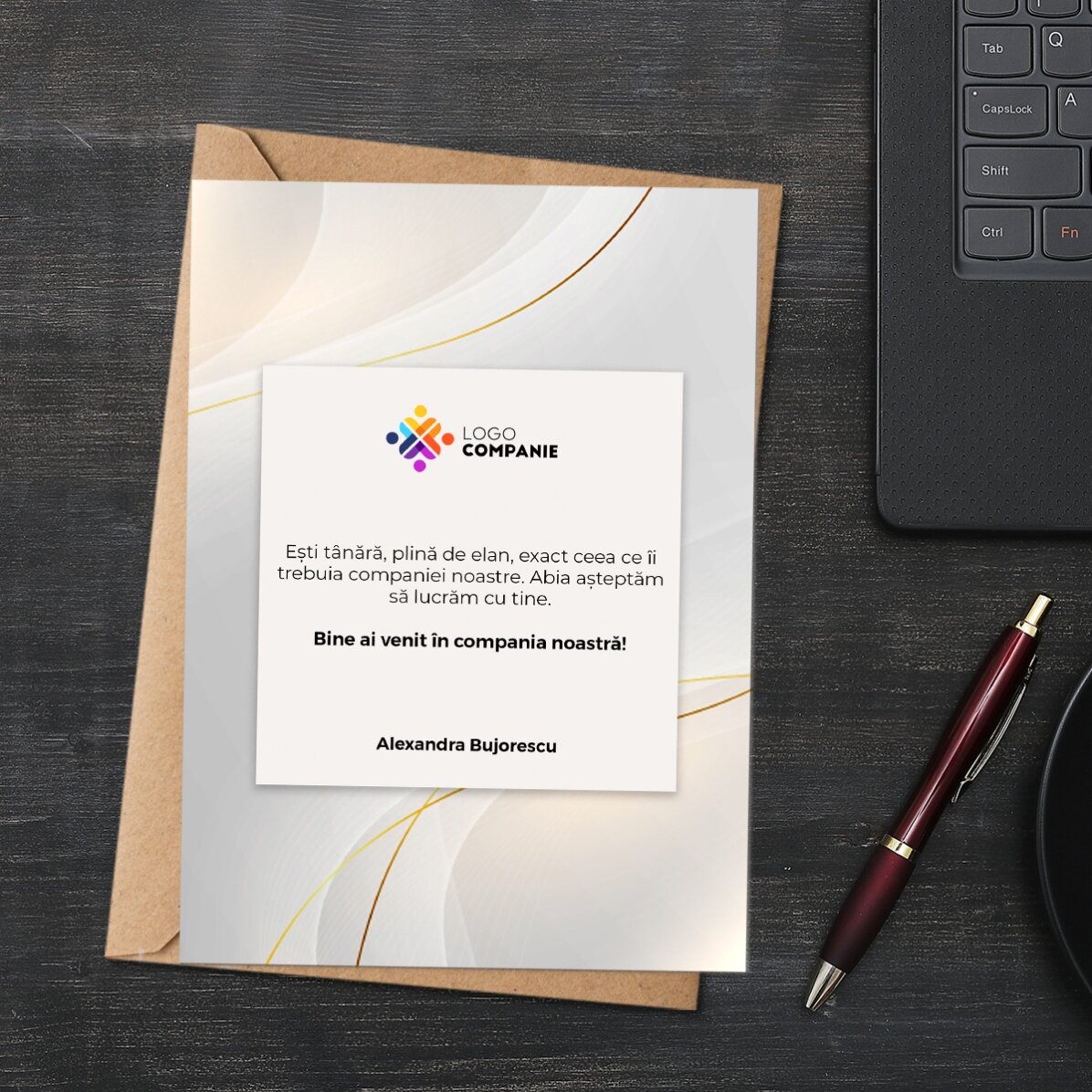 Personalisierte Karte mit Logo und Text – Welcome