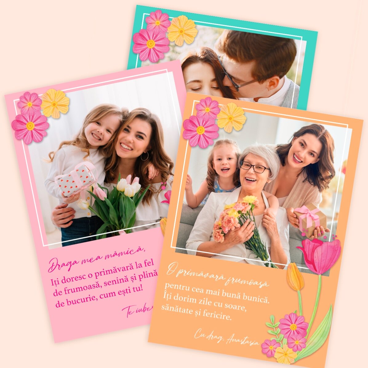 Personalisierte Karte mit Foto und Text – Frühling