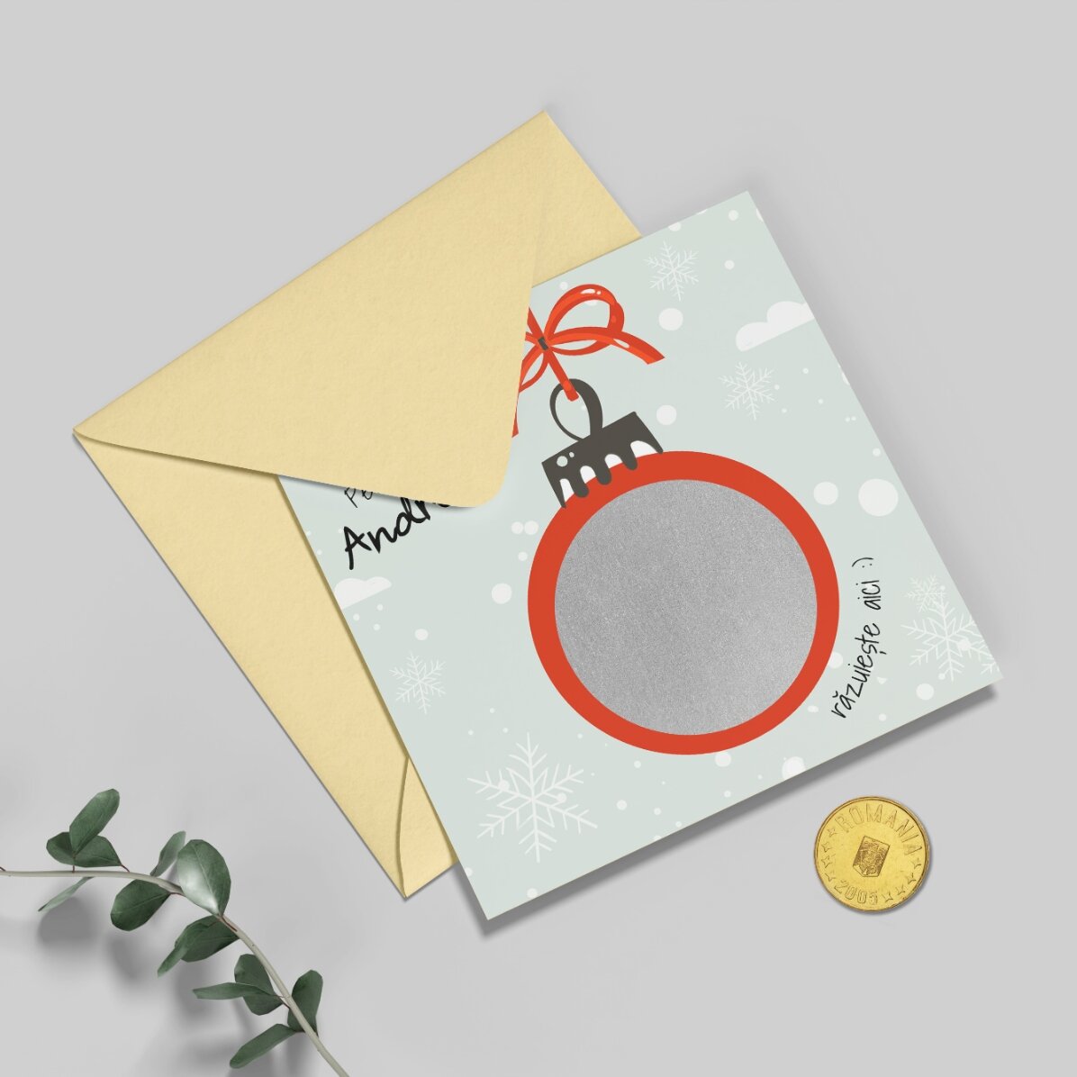 Individuell gestaltete Rubbelkarte mit Weihnachtsbotschaft