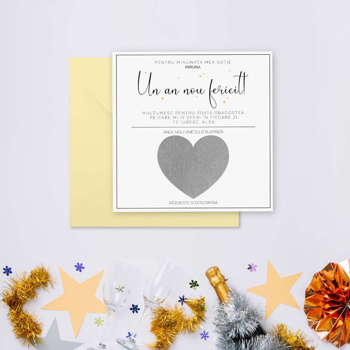 Personalisierte Rubbelkarte mit Botschaft – Elegantes Weihnachtsmotiv