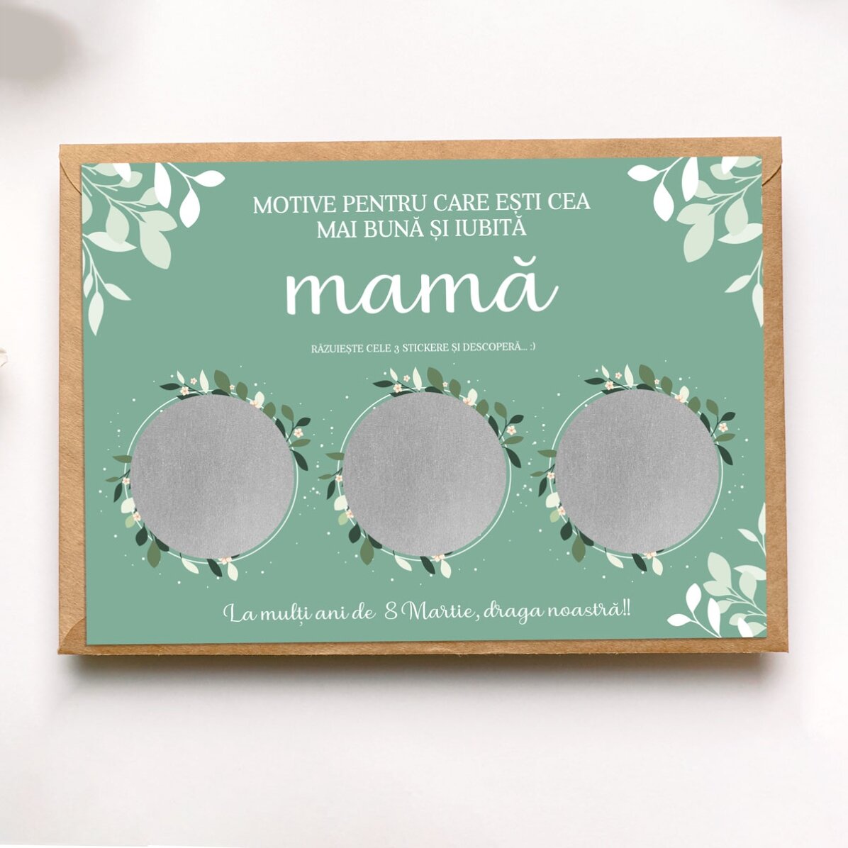 Personalisierte Rubbelkarte mit Motiven für die beste Mutter