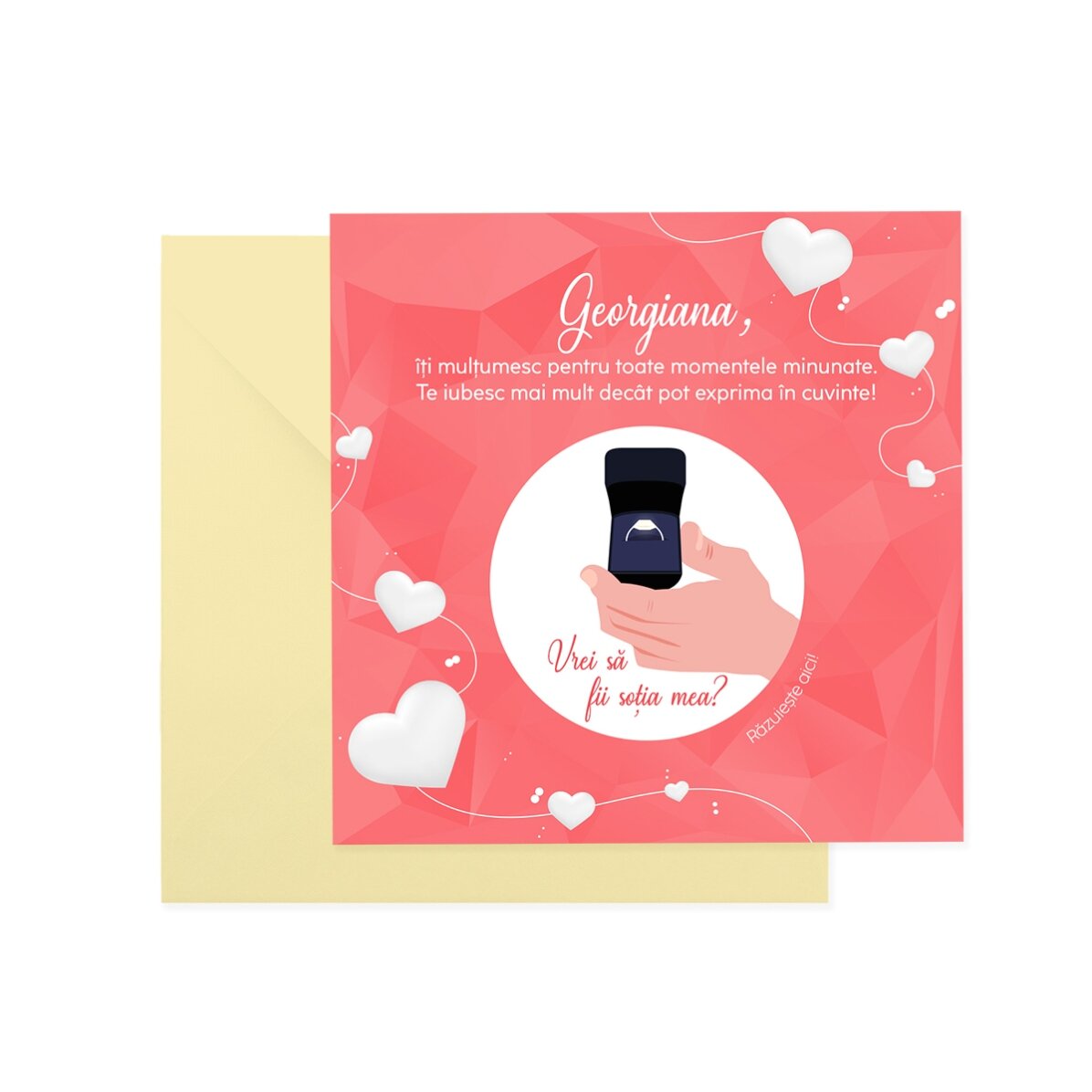 Individuell gestaltete Rubbelkarte mit Text – Heiratsantrag