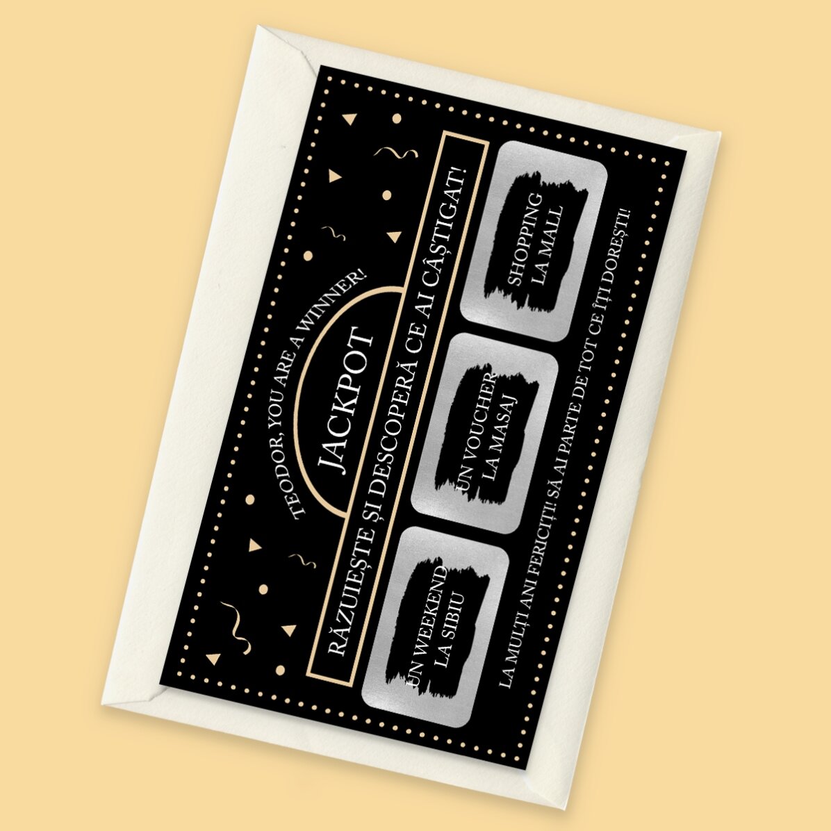 Personalisierte Rubbelkarte mit Text – Jackpot