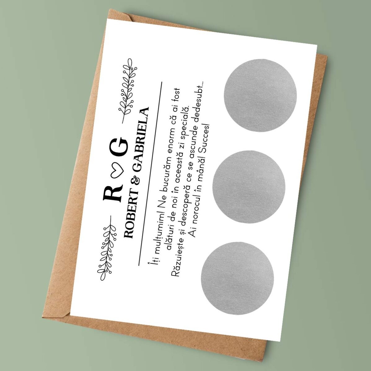 Personalisierte Rubbelkarte mit Text – Hochzeit