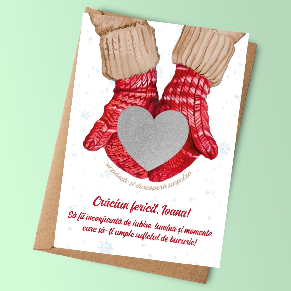 Individuell gestaltete Weihnachts-Rubbelkarte – Love