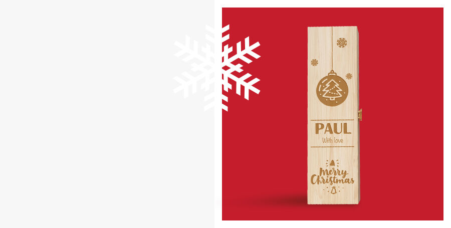 Weinkisten mit Weihnachtsgravur