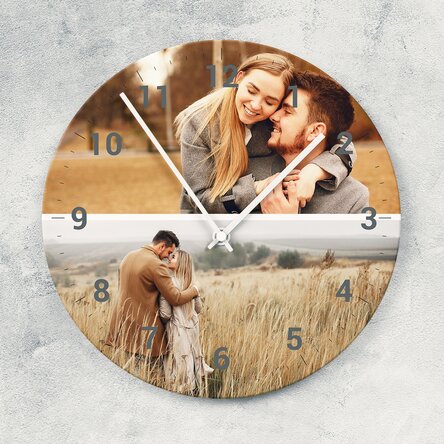 Personalisierte Uhr mit 2 Fotos und Ziffern