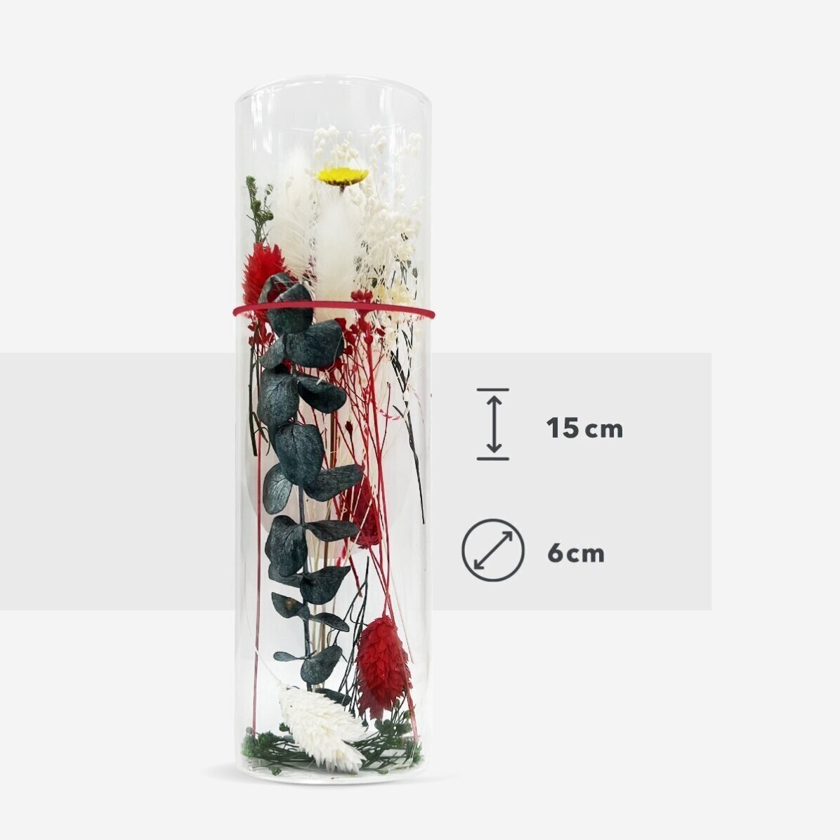 Martisor-Ornament aus Glas mit konservierten Blumen, individuell mit einer Botschaft versehen