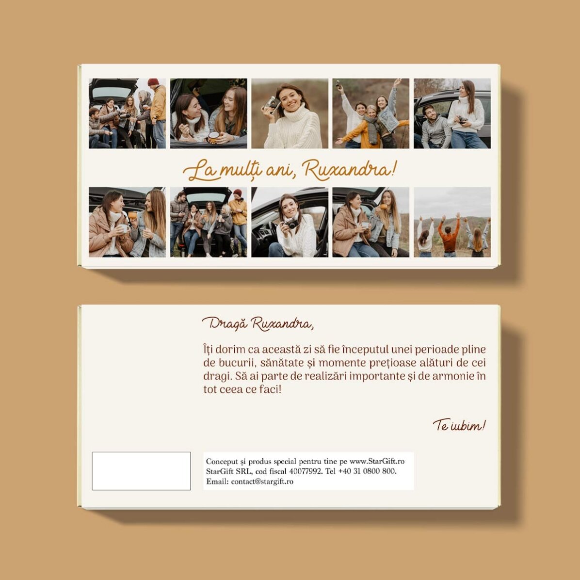 Personalisierte Schokolade mit 10 Fotos und einer Botschaft – Herzlichen Glückwunsch zum Geburtstag!