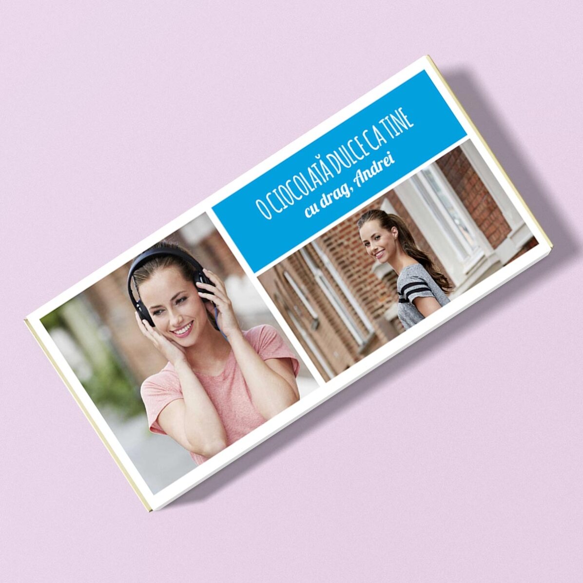 Personalisierte Schokolade mit 2 Fotos und Text