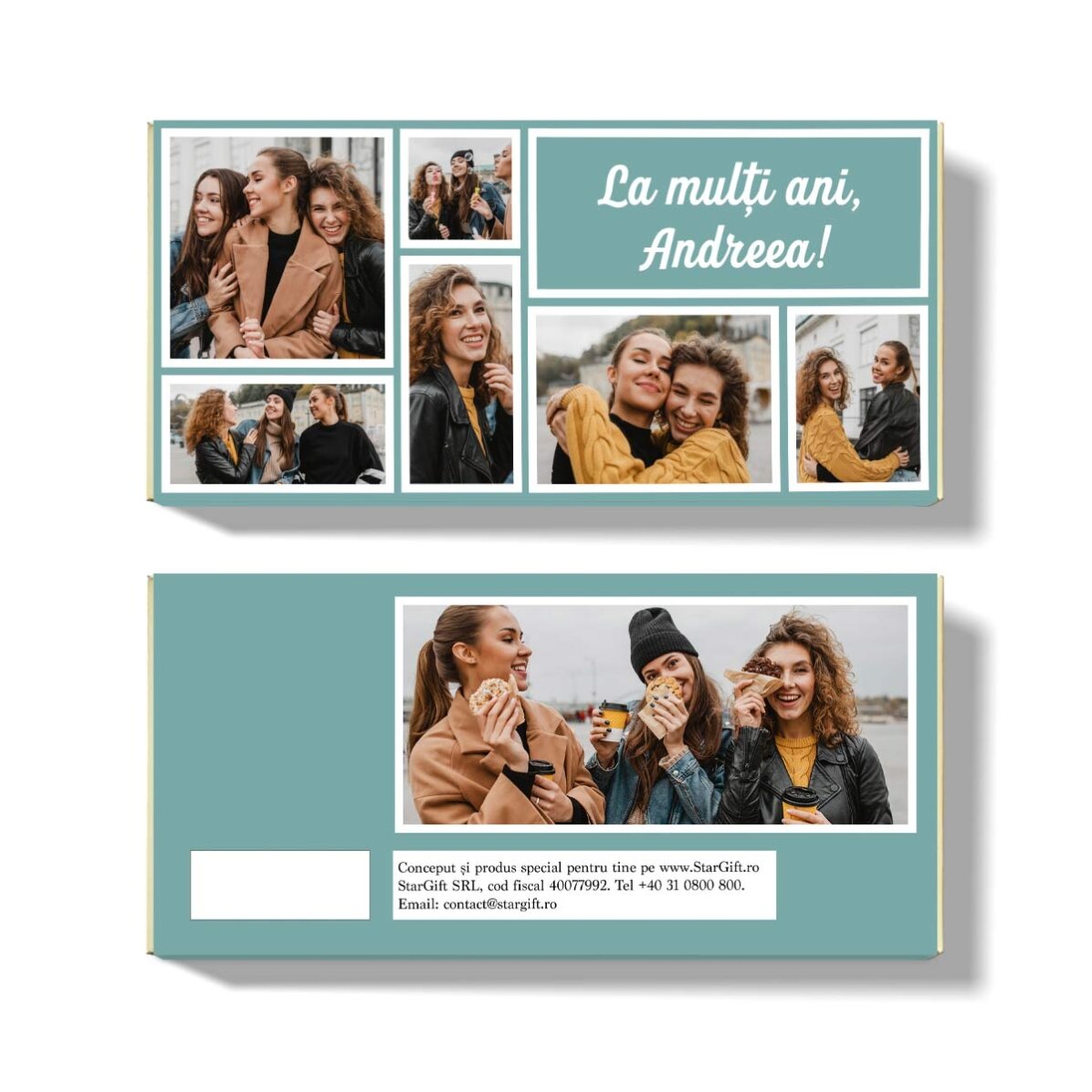 Personalisierte Schokolade mit 7 Fotos und einer Botschaft