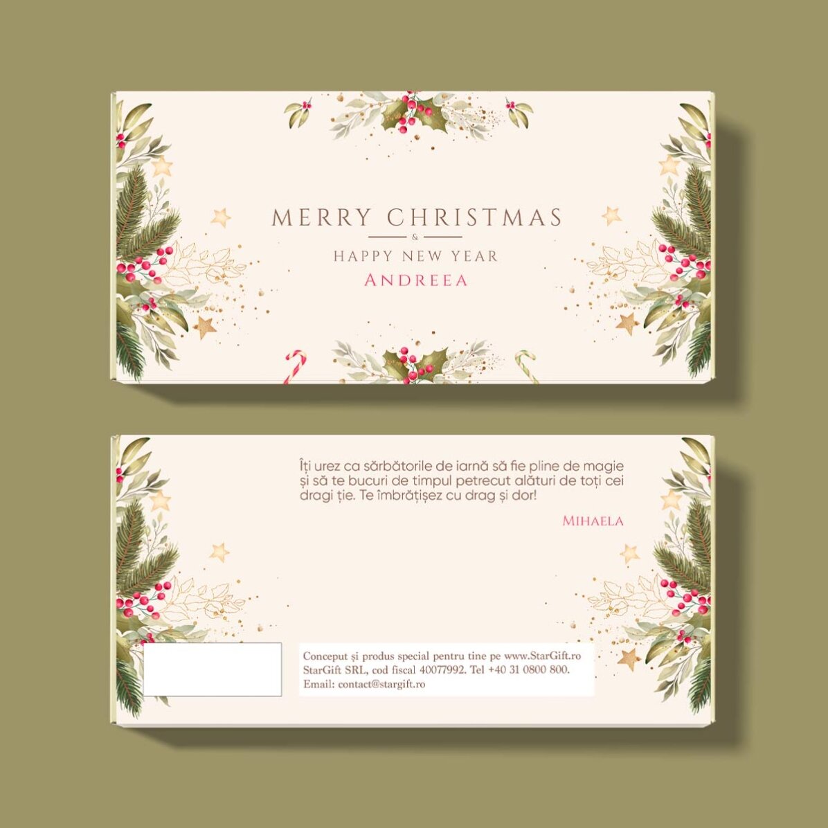 Personalisierte Schokolade mit einer Botschaft – Frohe Weihnachten!