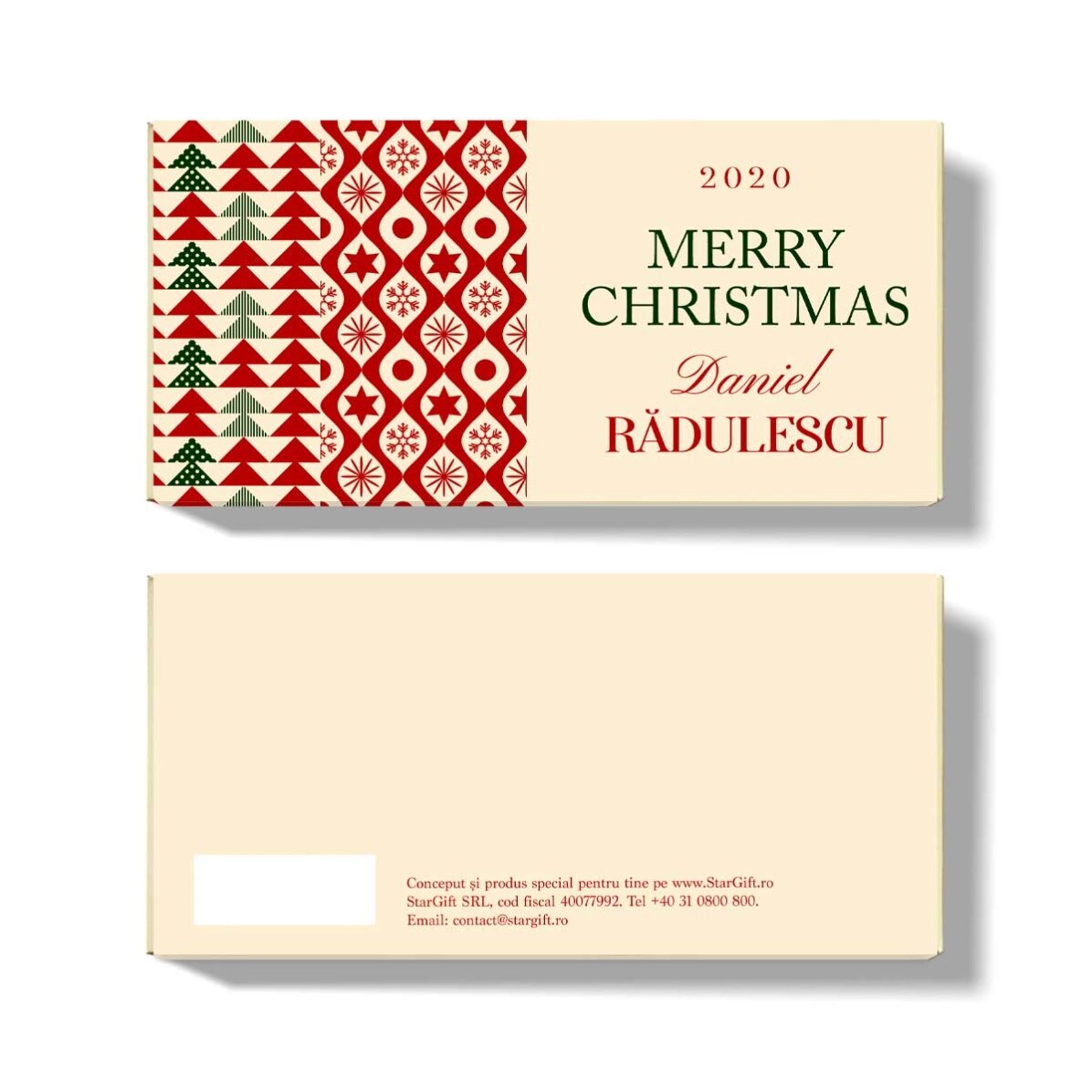 Personalisierte Schokolade mit Namen und Botschaft – Classic Christmas