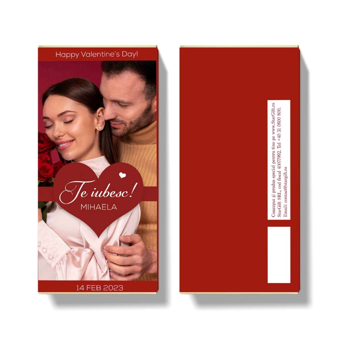 Personalisierte Schokolade mit Foto und Botschaft – Ich liebe dich