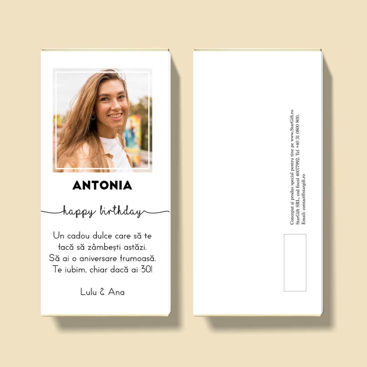 Personalisierte Schokolade mit Foto und Text – Geburtstag