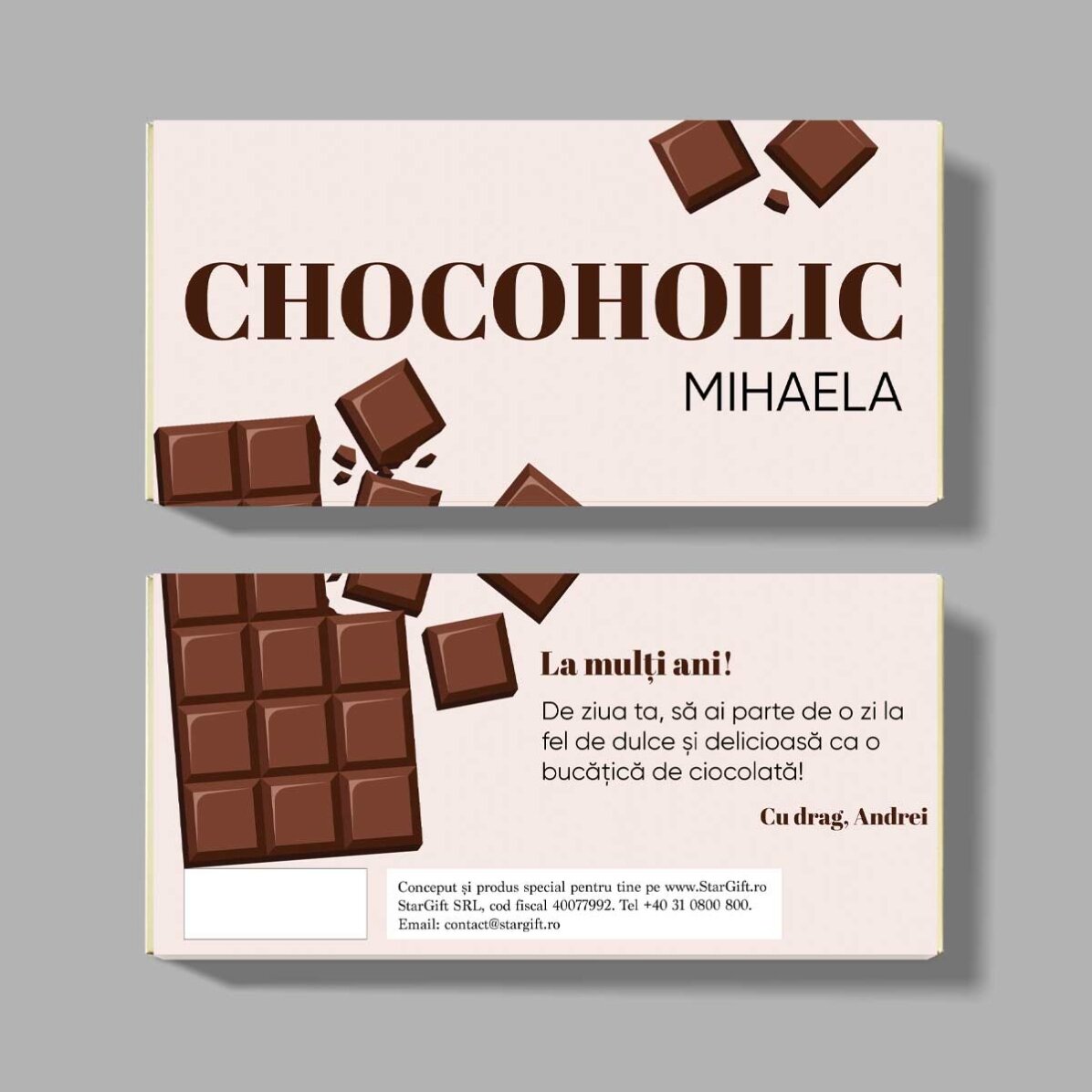 Personalisierte Schokolade mit Text – Chocoholic