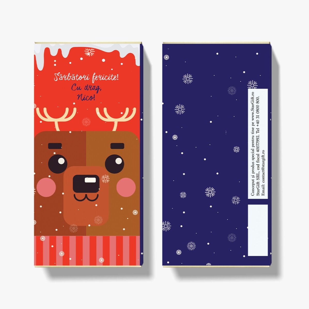 Personalisierte Schokolade mit Text zu Weihnachten – Rudolf