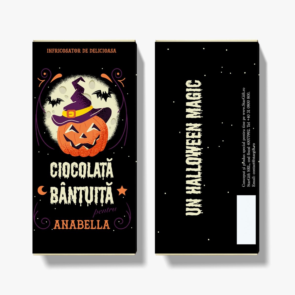 Personalisierte Schokolade mit Text für Halloween – Schokolade mit Geistermotiv
