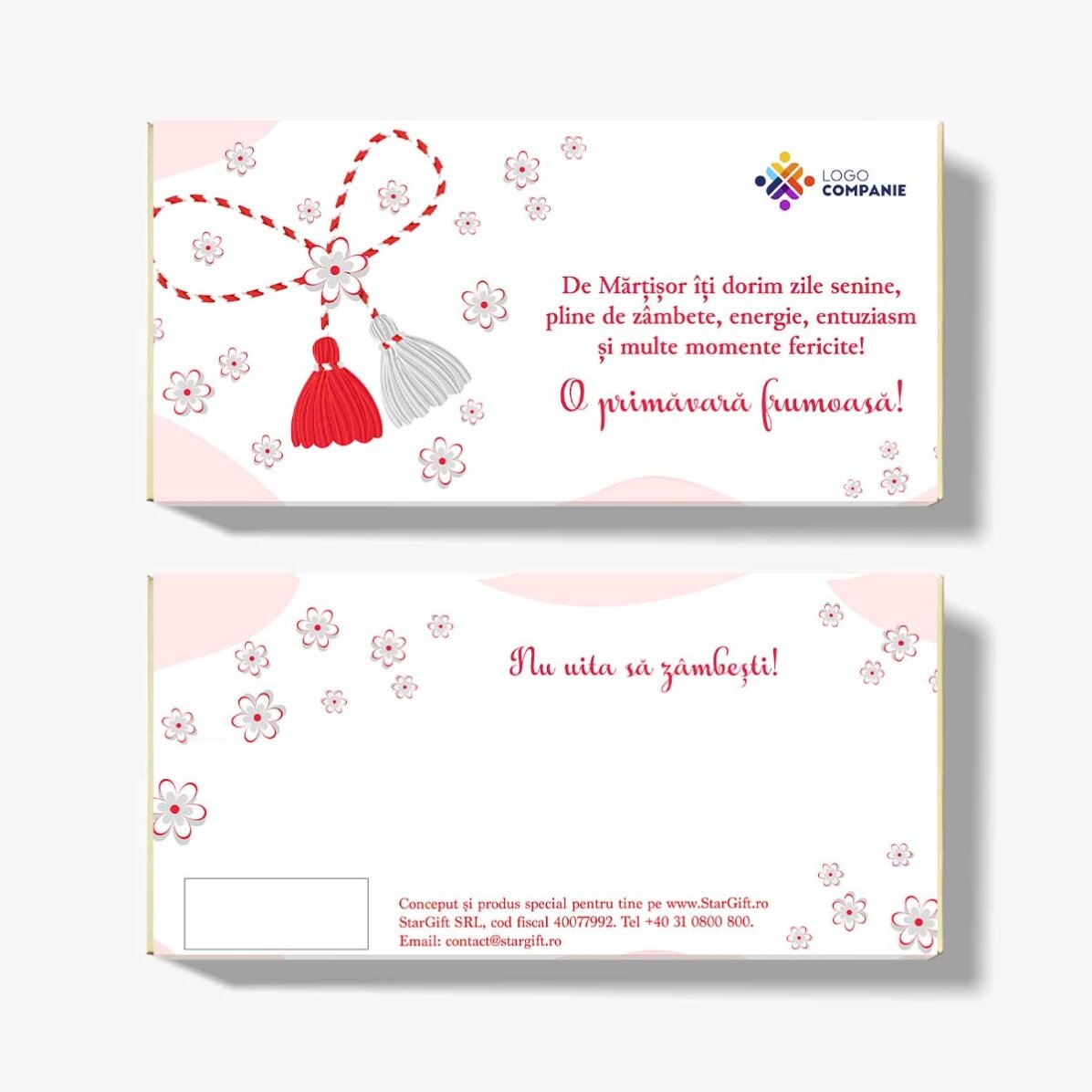Personalisierte Schokolade mit Text und Logo