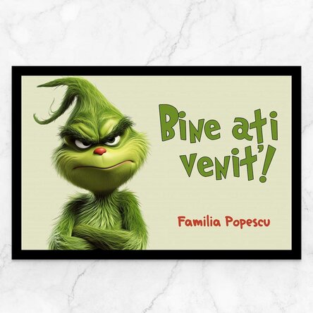 Individuell gestaltete Fußmatte mit Schriftzug – Grinch