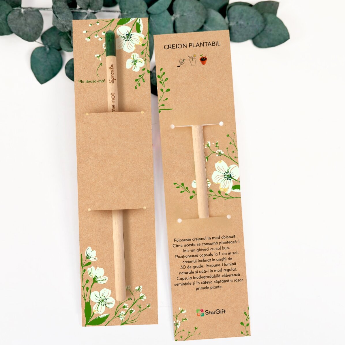 Personalisierter pflanzbarer Bleistift mit Logo und Botschaft